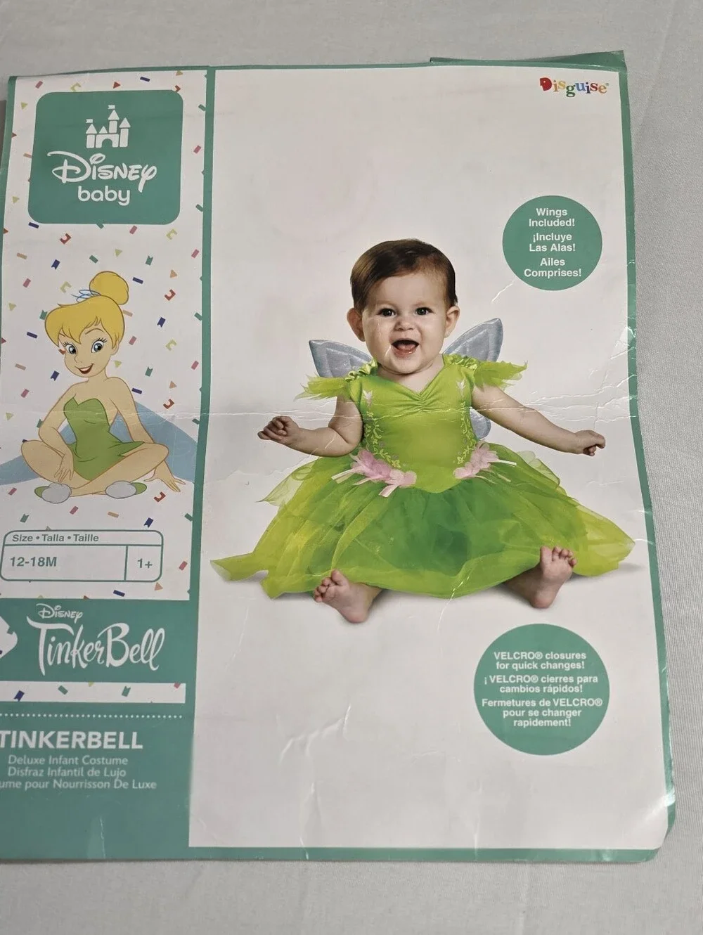 Disguise Disney Tinkerbell Fairy Tutu Dress with Pink Flower Accents 12-18mos